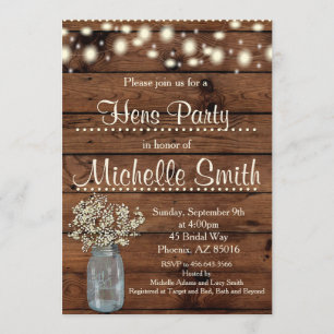 Rustic Country Vintage Wood Hens Party Invitation