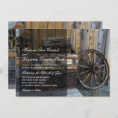 Rustic Country Wagon Wheel Wedel Invitations (Devant / Derrière)