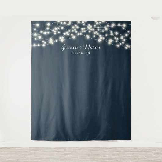 Rustic Country Wedding Backdrop Foto Booth Lights Wandkleed (Voorkant)