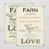 Rustic Country Wedding Invitation Red & Turquoise Kaart (Voorkant / Achterkant)