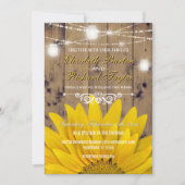 Rustic Country Wedding Mason Jar Lights Sunflower Kaart (Voorkant)