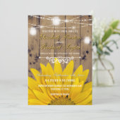Rustic Country Wedding Mason Jar Lights Sunflower Kaart (Staand voorkant)