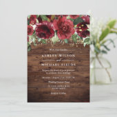 Rustic country Wedding Red Roses Flowers Kaart (Staand voorkant)