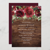 Rustic country Wedding Red Roses Flowers Kaart (Voorkant / Achterkant)