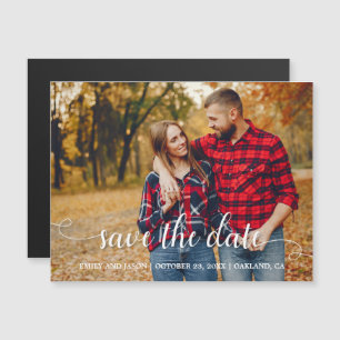 Rustic Country Wedding White Save the Date Photo Magnetische Uitnodiging
