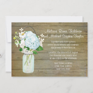 Rustic Country Weddings Mason Jar Blue Hydrangeas Kaart