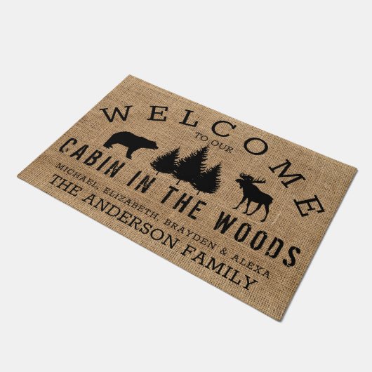Rustic Country Welkom in onze nek van de Bossen Deurmat (Schuin)