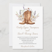 Rustic Country Western Boots Wedding Invitation Kaart (Voorkant)