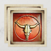 Rustic Country Western Bull Horns Invitation (Devant / Derrière)