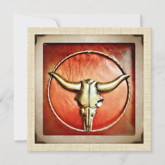 Rustic Country Western Bull Horns Invitation (Devant)
