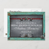 Rustic Country Western Fête des mariées Invitation (Devant / Derrière)