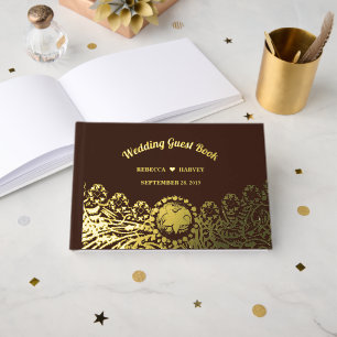 Rustic Country Western Mariage Foil Livre d'invité
