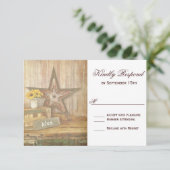 Rustic Country Western Star Kiss Wedding Carte RSV (Debout devant)