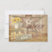 Rustic Country Western Star Kiss Wedding Carte RSV (Dos)