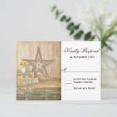 Rustic Country Western Star Wood Wedding Carte RSV (Debout devant)