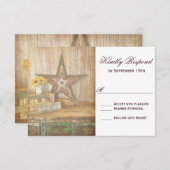Rustic Country Western Star Wood Wedding Carte RSV (Devant / Derrière)