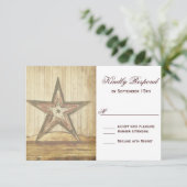 Rustic Country Western Wood Star Wedding Carte RSV (Debout devant)