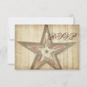 Rustic Country Western Wood Star Wedding Carte RSV (Dos)