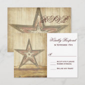 Rustic Country Western Wood Star Wedding Carte RSV (Devant / Derrière)
