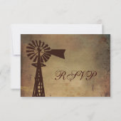 Rustic Country Windmill Farm Wedding Cartes RSVP (Dos)