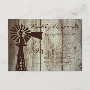 Rustic Country Windmill Wood Wedding Cartes RSVP
