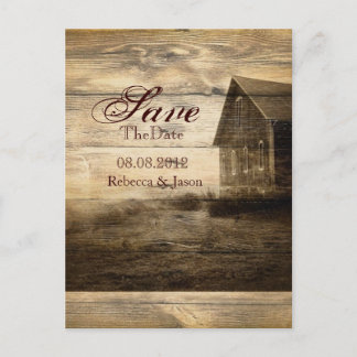 Rustic Country Wood Barn Wedding save the date Aankondigingskaart