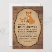 Rustic Country Wood Fox Baby shower Invitation (Devant)