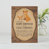 Rustic Country Wood Fox Baby shower Invitation (Debout devant)