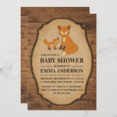 Rustic Country Wood Fox Baby shower Invitation (Devant / Derrière)