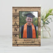 Rustic Country Wood Graduation Photo MERCI (Debout devant)
