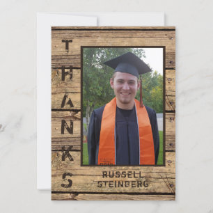 Rustic Country Wood Graduation Photo MERCI