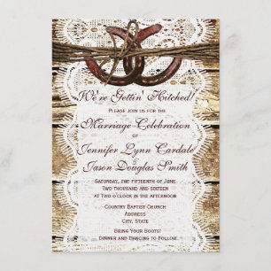 Rustic Country Wood Hoefijzer Wedding Invitations Kaart