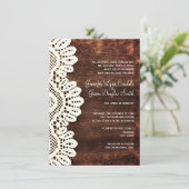 Rustic Country Wood Lace Wedding Invitations Kaart (Staand voorkant)
