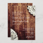Rustic Country Wood Lace Wedding Invitations Kaart (Voorkant / Achterkant)