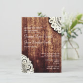 Rustic Country Wood Lace Wedding Invitations Kaart (Staand voorkant)