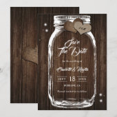 Rustic Country Wood Mason Jar Wedding Save The Date (Voorkant / Achterkant)
