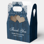 Rustic Country Wood Navy Blue Wedding Dank je Bedankdoosjes (Geopend)