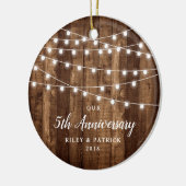 Rustic Country Woodgrain Jubileum Dated Keramisch Ornament (Links)