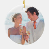 Rustic Country Woodgrain Jubileum Dated Keramisch Ornament (Achterkant)