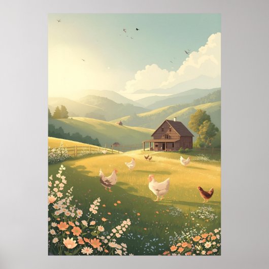 Rustic Countryside Cabin with Wildflowers  Poster (Voorkant)