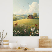 Rustic Countryside Cabin with Wildflowers Poster (Keuken)