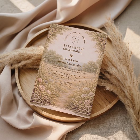 Rustic Countryside Garden Wedding Kaart