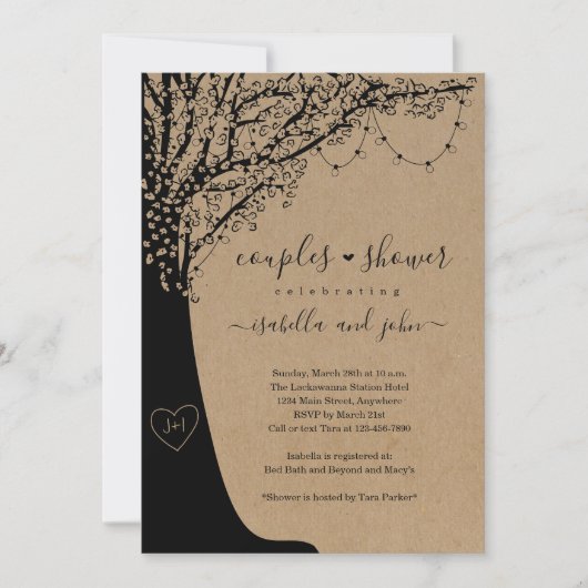 Rustic Couple's Wedding Shower Invitation Kaart (Voorkant)