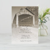 Rustic Covered Bridge Country Weddenschap Kaart (Staand voorkant)