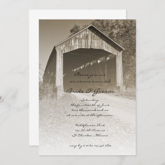 Rustic Covered Bridge Country Weddenschap Kaart (Voorkant / Achterkant)