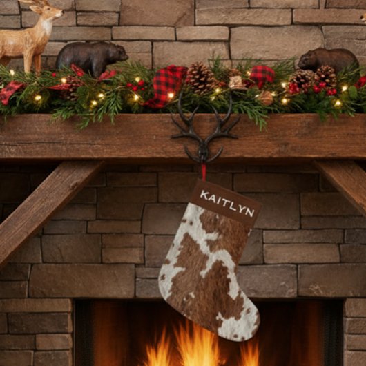 Rustic Cow Fur Spots Brown White Kleine Kerstsok