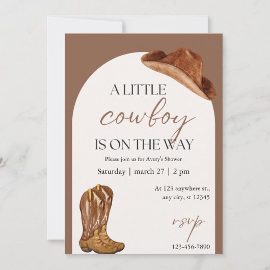 Rustic Cowboy Baby shower Invitation Kaart (Voorkant)