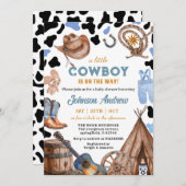 Rustic CowBoy Blue Baby shower Kaart (Voorkant / Achterkant)
