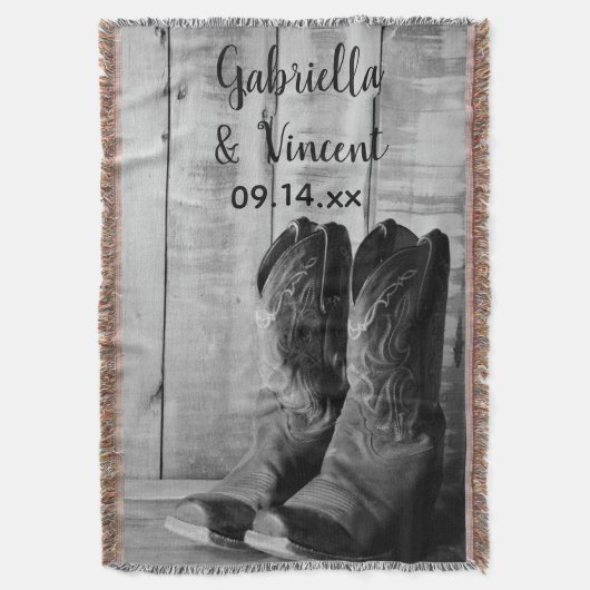 Rustic Cowboy Boots country Western Wedding Deken (Voorkant Verticaal)