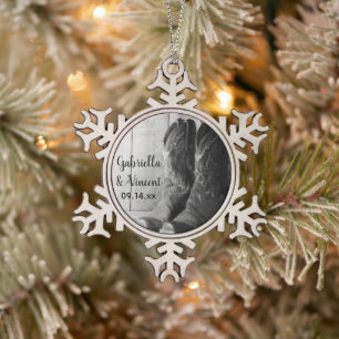 Rustic Cowboy Boots country Western Wedding Tin Sneeuwvlok Ornament
